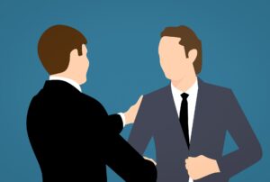 Illustrative style. Two men shaking hands