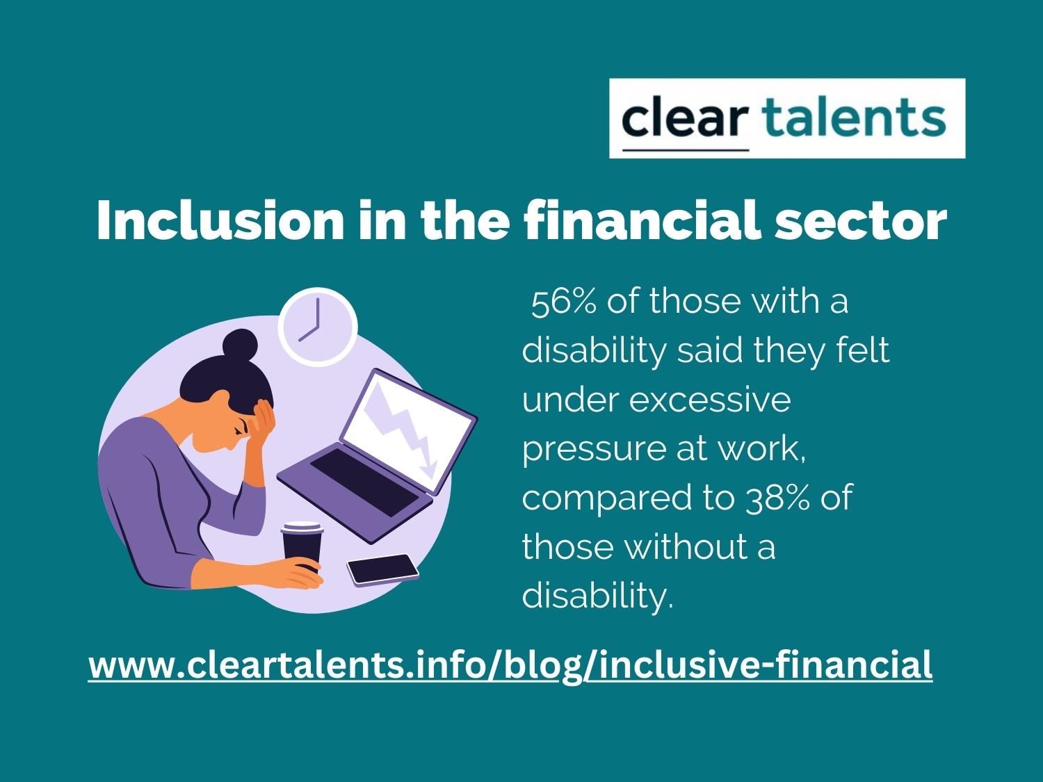  56% of those with a disability said they felt under excessive pressure at work, compared to 38% of those without a disability.